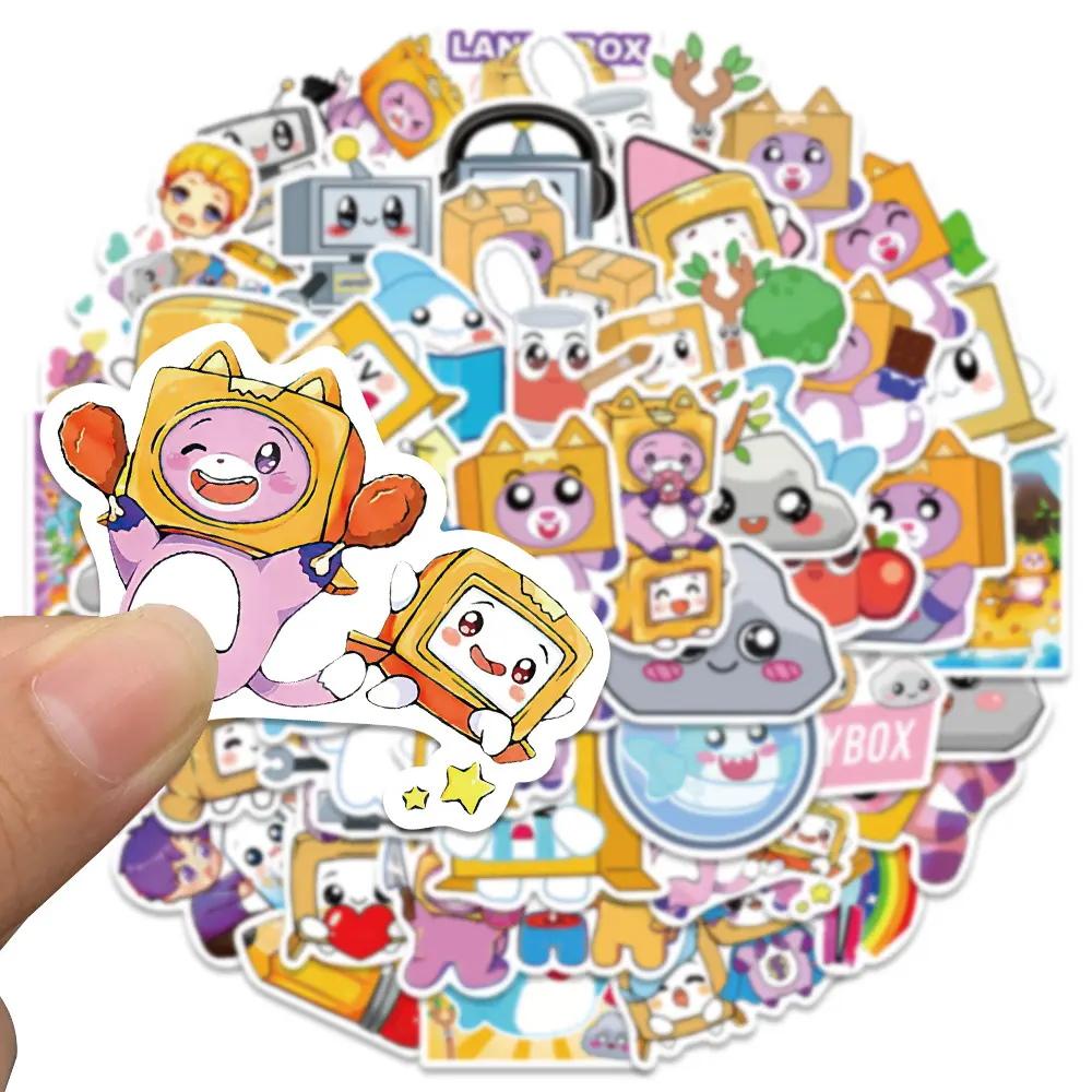50PCS  Cute Lankybox Cartoon Stickers for Suitcase Skateboard Guitar Laptop Phone Decor Waterproof Sticker Kids Toys