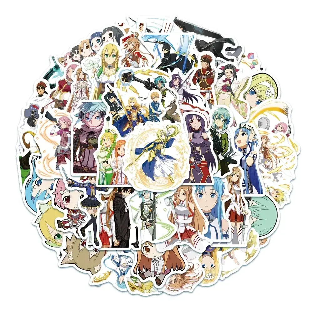50pcs Sword Art Online Cartoon Graffiti Sticker DIY Suitcase Skateboard Refrigerator Notebook Waterproof Stickers