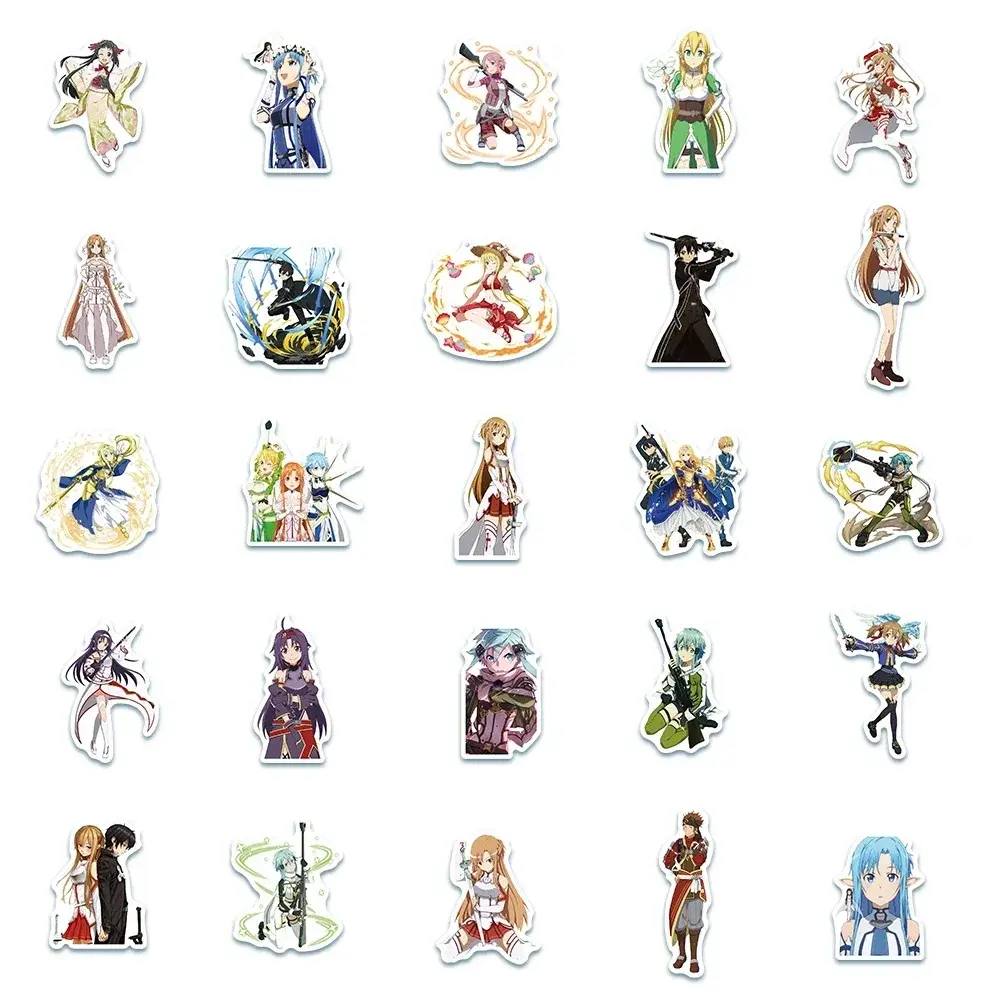 50pcs Sword Art Online Cartoon Graffiti Sticker DIY Suitcase Skateboard Refrigerator Notebook Waterproof Stickers