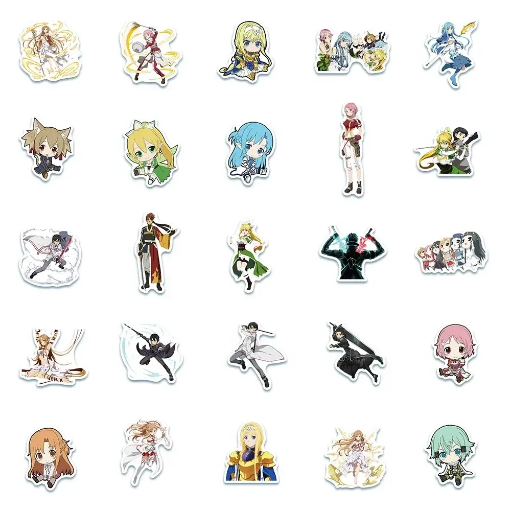 50pcs Sword Art Online Cartoon Graffiti Sticker DIY Suitcase Skateboard Refrigerator Notebook Waterproof Stickers