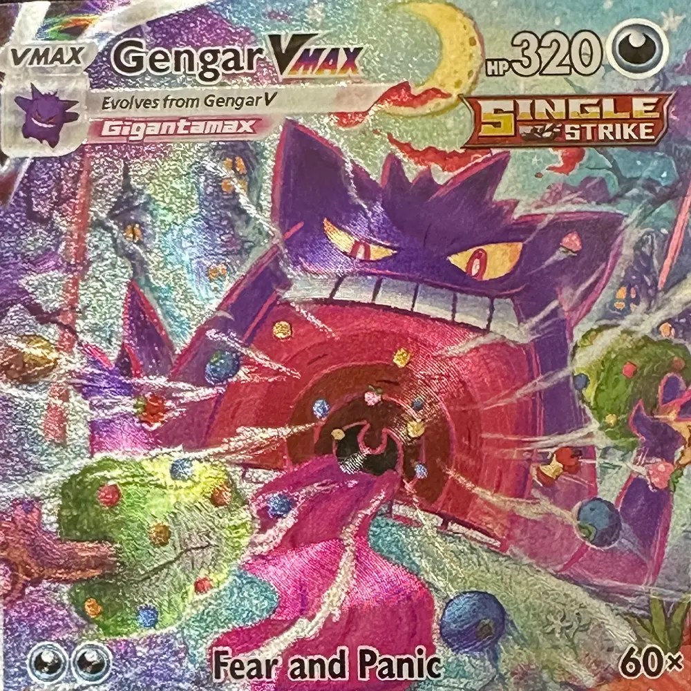PTCG Game Collection Cards Anime Gengar VMAX Swallow Up English Version Refractive Colorful Flash Texture Child Gift Toy 63*88mm