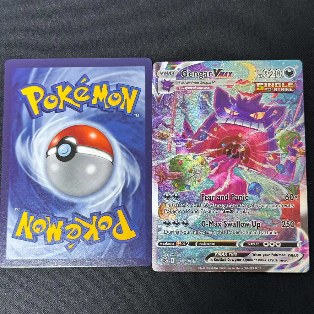 PTCG Game Collection Cards Anime Gengar VMAX Swallow Up English Version Refractive Colorful Flash Texture Child Gift Toy 63*88mm