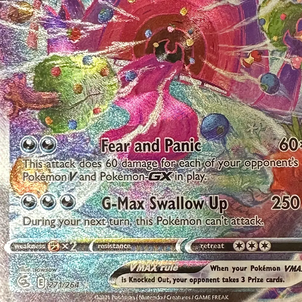 PTCG Game Collection Cards Anime Gengar VMAX Swallow Up English Version Refractive Colorful Flash Texture Child Gift Toy 63*88mm