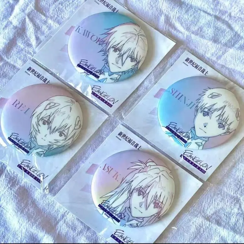 EVANGELION Ayanami Rei Round Pins Anime Asuka Peripheral Badge Cartoon Brooch on Backpack Clothes Chest Ornament Jewelry Gifts