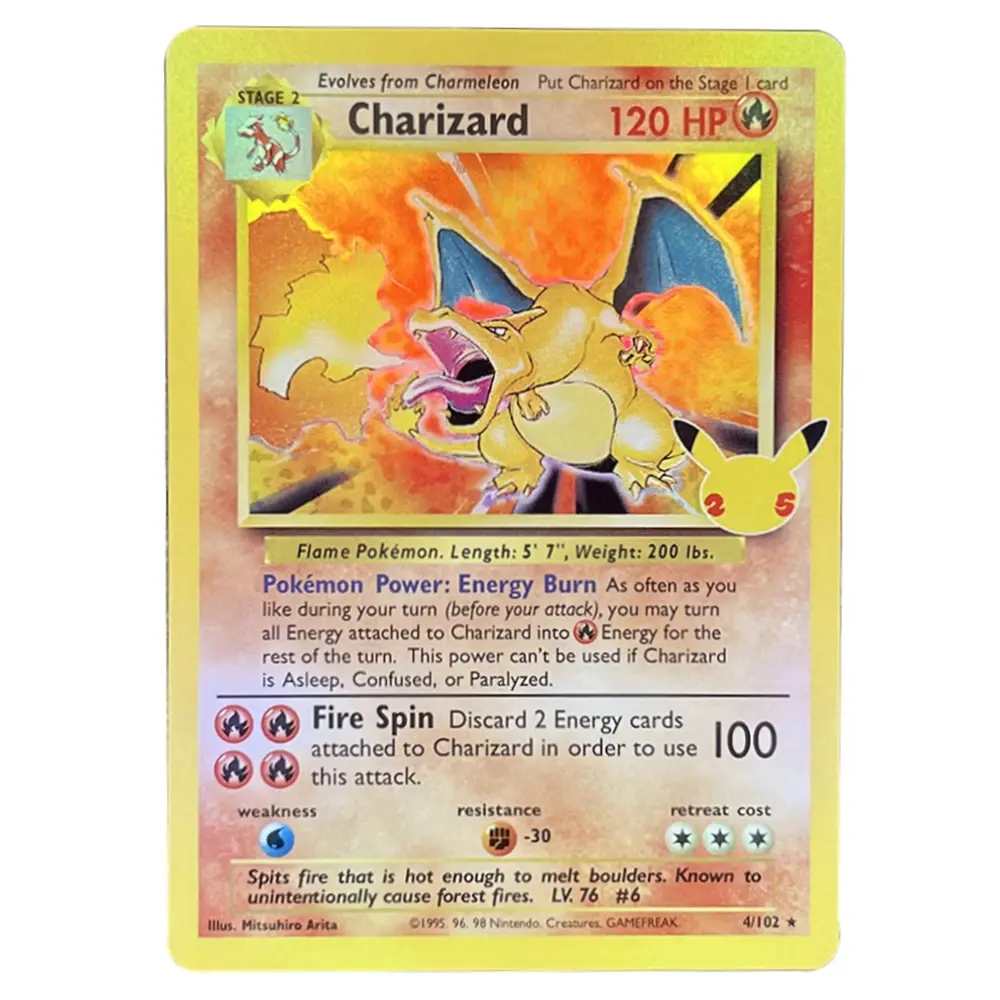 PKM Holographic Single Cards Rainbow Arceus V(BRS) Charizard Celebrations (CEL) Foil Game Collection Cards PTCG Proxy Cards