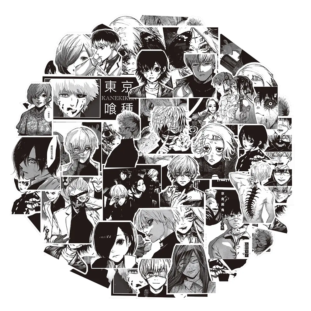 10/30/70pcs Black White Anime Tokyo Ghoul Stickers Kaneki Ken Cartoon Sticker Water Bottle Phone Notebook Cool Decals Decoration