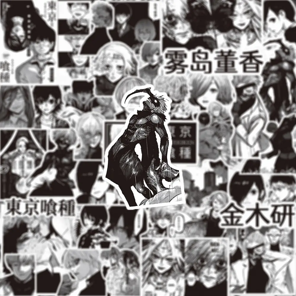 10/30/70pcs Black White Anime Tokyo Ghoul Stickers Kaneki Ken Cartoon Sticker Water Bottle Phone Notebook Cool Decals Decoration