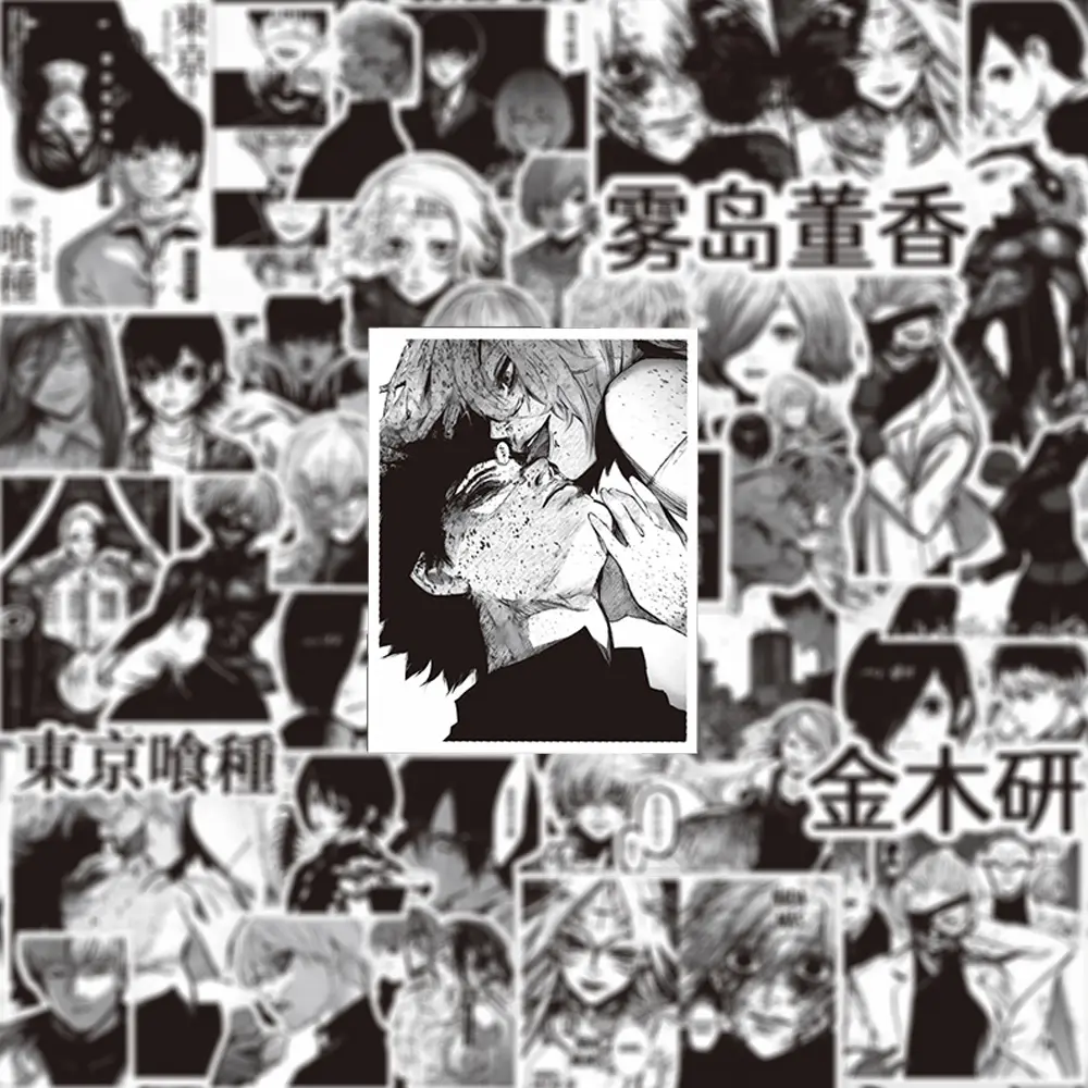 10/30/70pcs Black White Anime Tokyo Ghoul Stickers Kaneki Ken Cartoon Sticker Water Bottle Phone Notebook Cool Decals Decoration