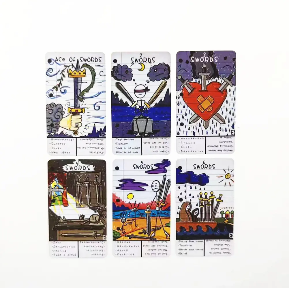 Doodle Tarot cards Deck Fortune Telling Game Divination Tools