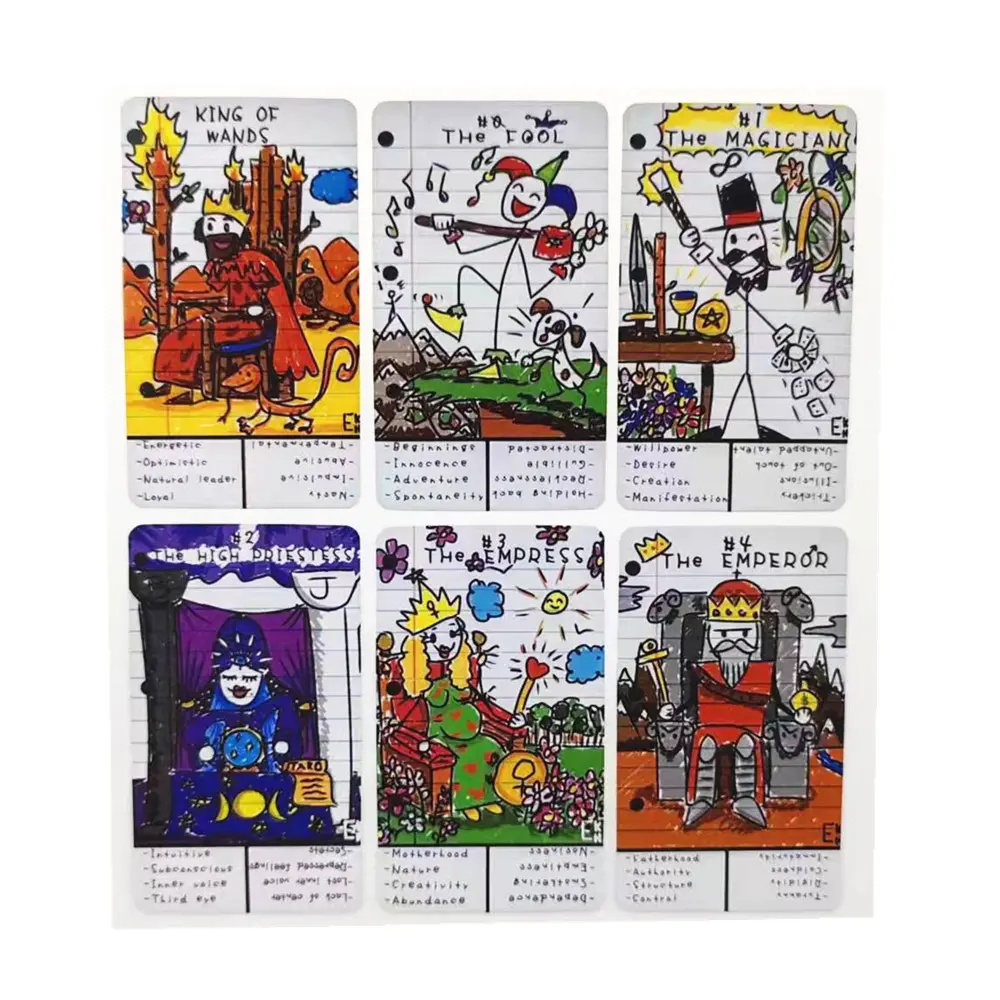 Doodle Tarot cards Deck Fortune Telling Game Divination Tools