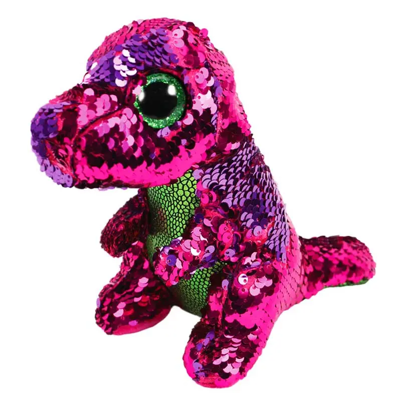 15cm Ty Beanie Animal Plush Doll Color Dinosaur Sequins Dinosaur Series Smooth Soft Plush Toy Birthday Christmas Gift