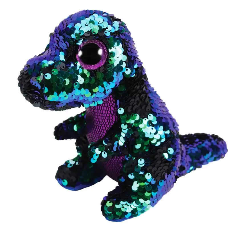 15cm Ty Beanie Animal Plush Doll Color Dinosaur Sequins Dinosaur Series Smooth Soft Plush Toy Birthday Christmas Gift