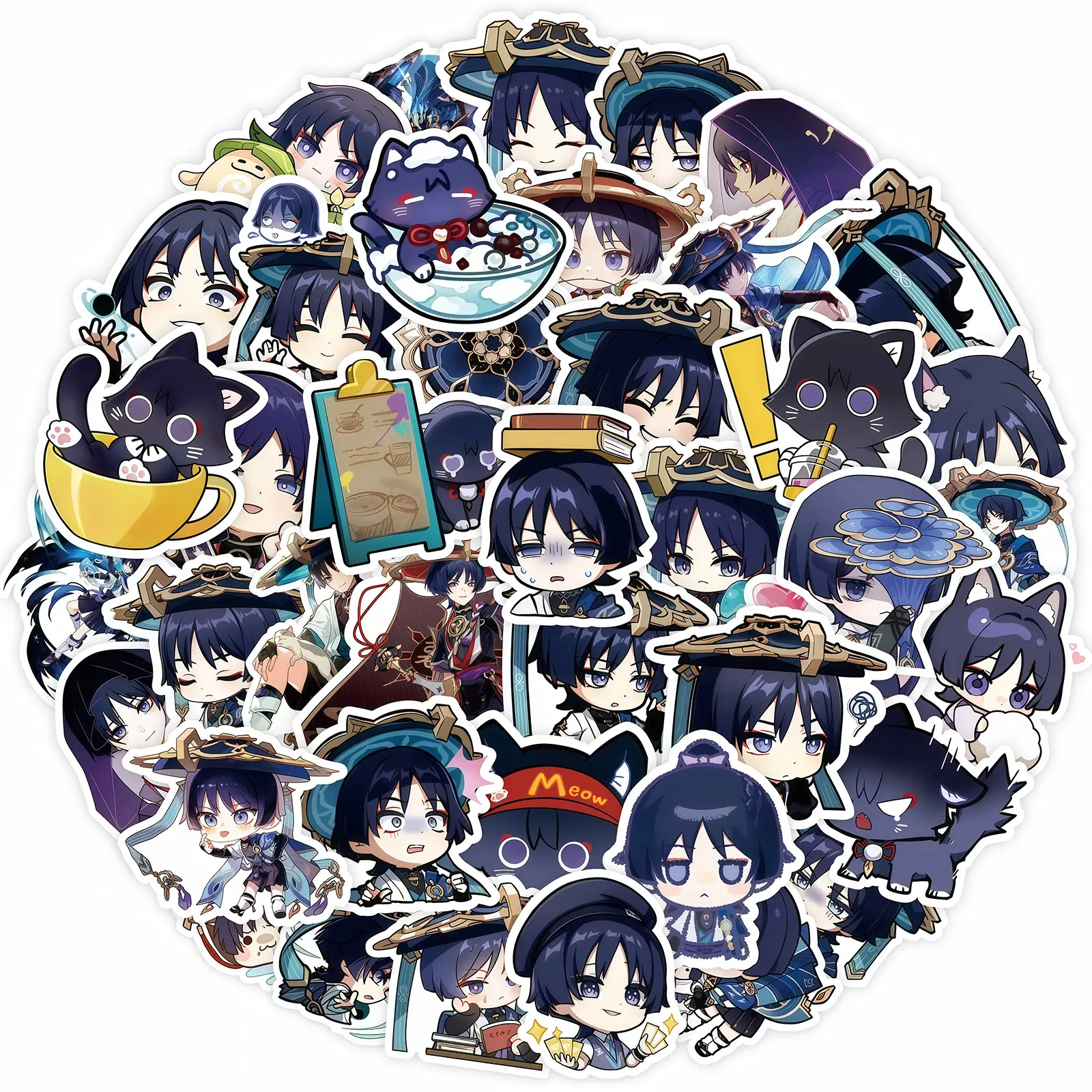 100PCS Cartoon Game Genshin Impact Stickers Anime Scaramouche Sticker Laptop Guitar Suitcase Car Motorcycle Sticker Kids Toy