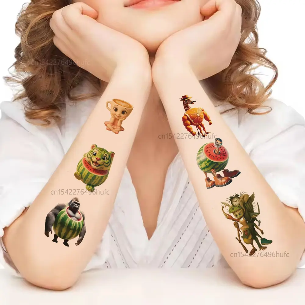 3/1pcs Waterproof Temporary Tattoo Italian Brainrot Abstract Animal Tattoo Stickers for Children Tung Sahur Sticker Xmas Gifts