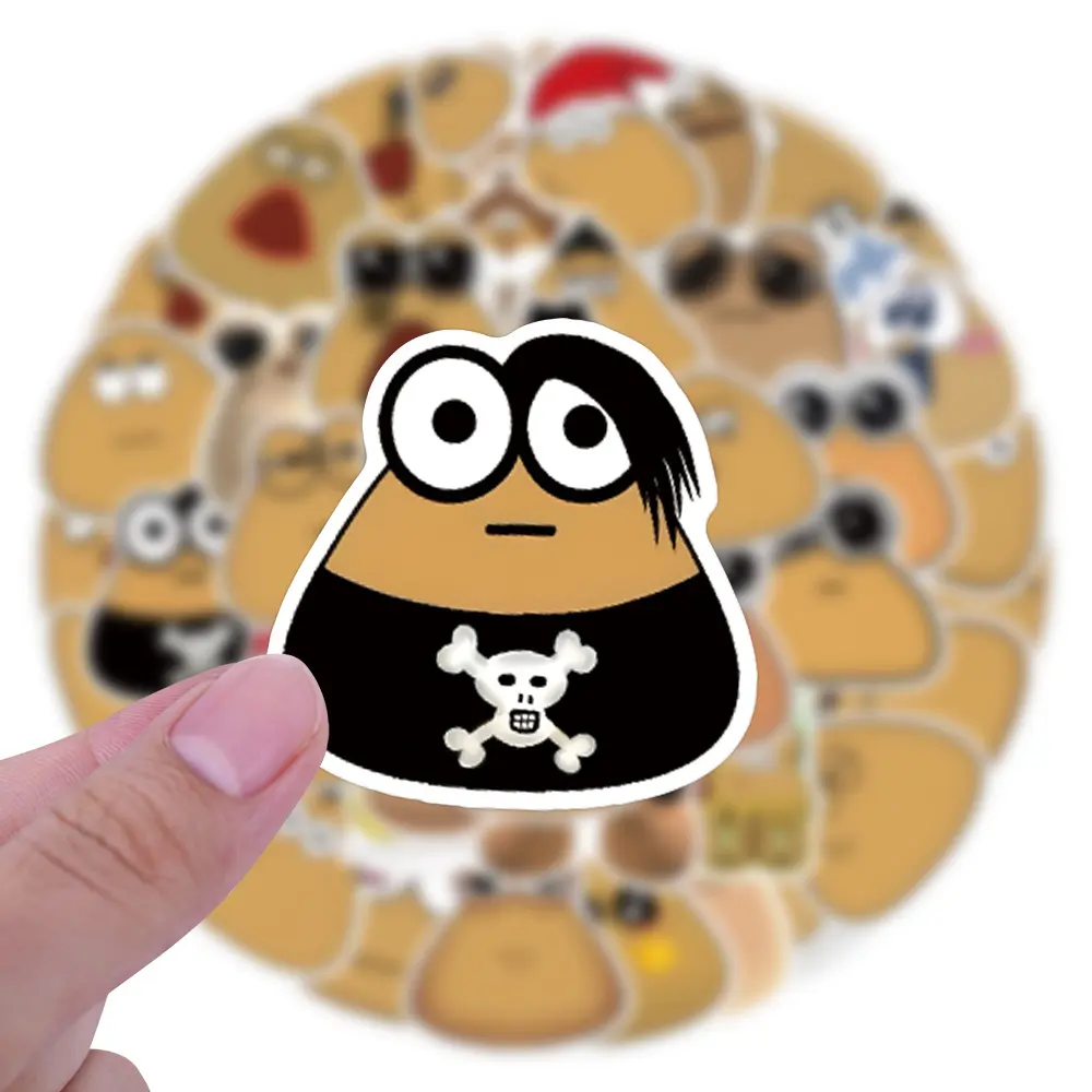 50pcs/Set My Pet Alien Pou Stickers DIY Decoration Waterproof Skateboard Notebook Luggage Laptop Phone Fridge Decals