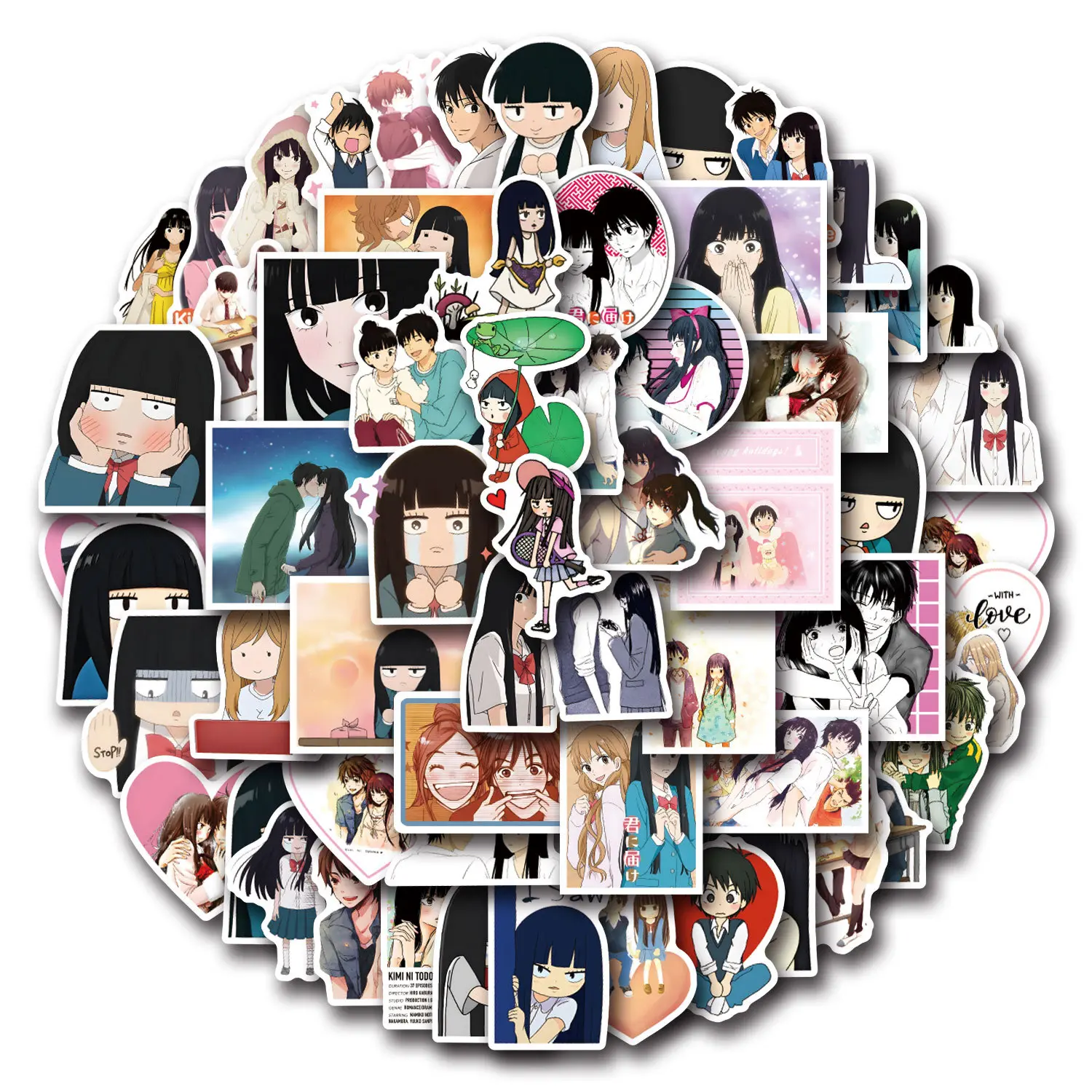 50pcs Kimi Ni Todoke Anime Stickers Sawako Kuronuma Kazehaya Shouta Sticker Notebook Luggage Laptop Kurumizawa Ume Decal
