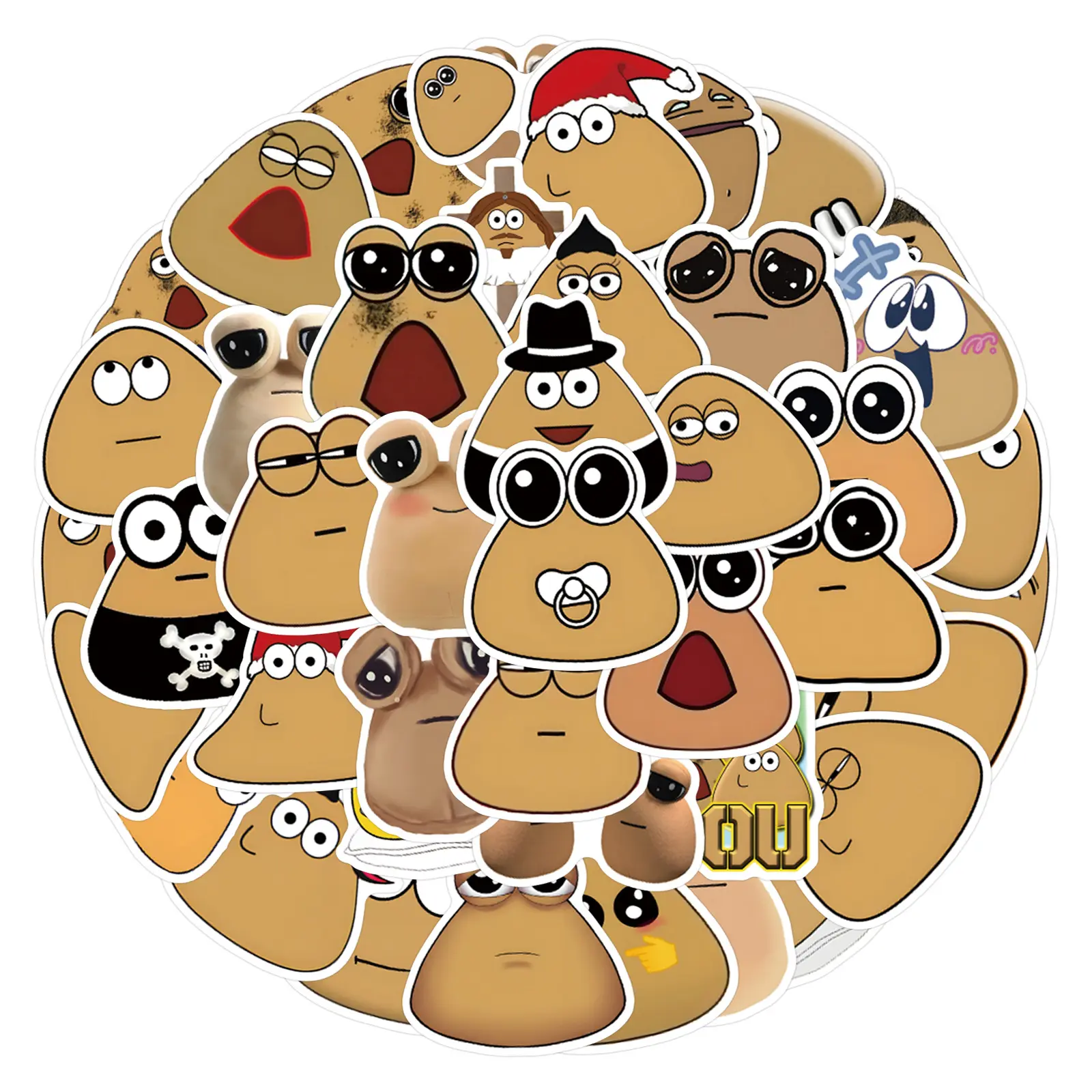 50pcs/Set My Pet Alien Pou Stickers DIY Decoration Waterproof Skateboard Notebook Luggage Laptop Phone Fridge Decals