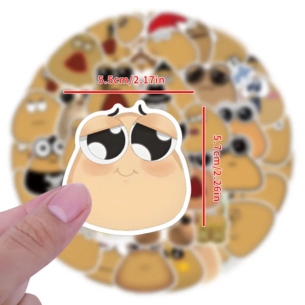 50pcs/Set My Pet Alien Pou Stickers DIY Decoration Waterproof Skateboard Notebook Luggage Laptop Phone Fridge Decals