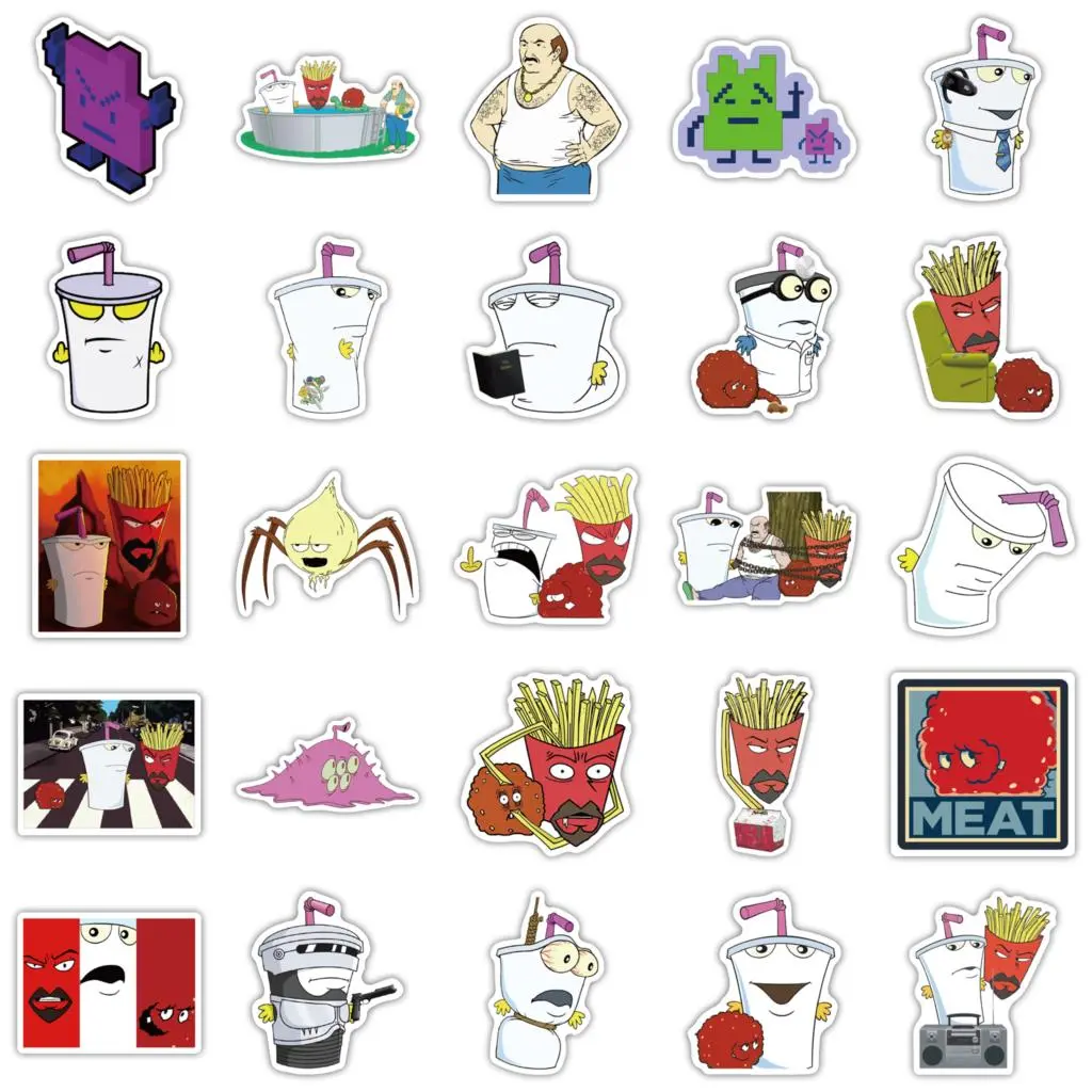 50PCS  Anime Cartoon Aqua Teen Hunger Force Sticker Graffiti DIY Motorcycle Skateboard Suitcase Waterproof Decal