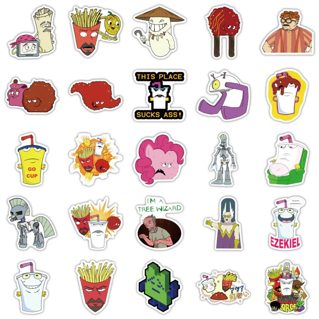 50PCS  Anime Cartoon Aqua Teen Hunger Force Sticker Graffiti DIY Motorcycle Skateboard Suitcase Waterproof Decal