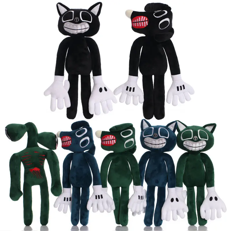 25-50cm Anime Siren Head Plush Doll Toys Scary Black White Red Sirenhead Cat Peanut Soft Stuffed Cartoon Figure Children Gifts