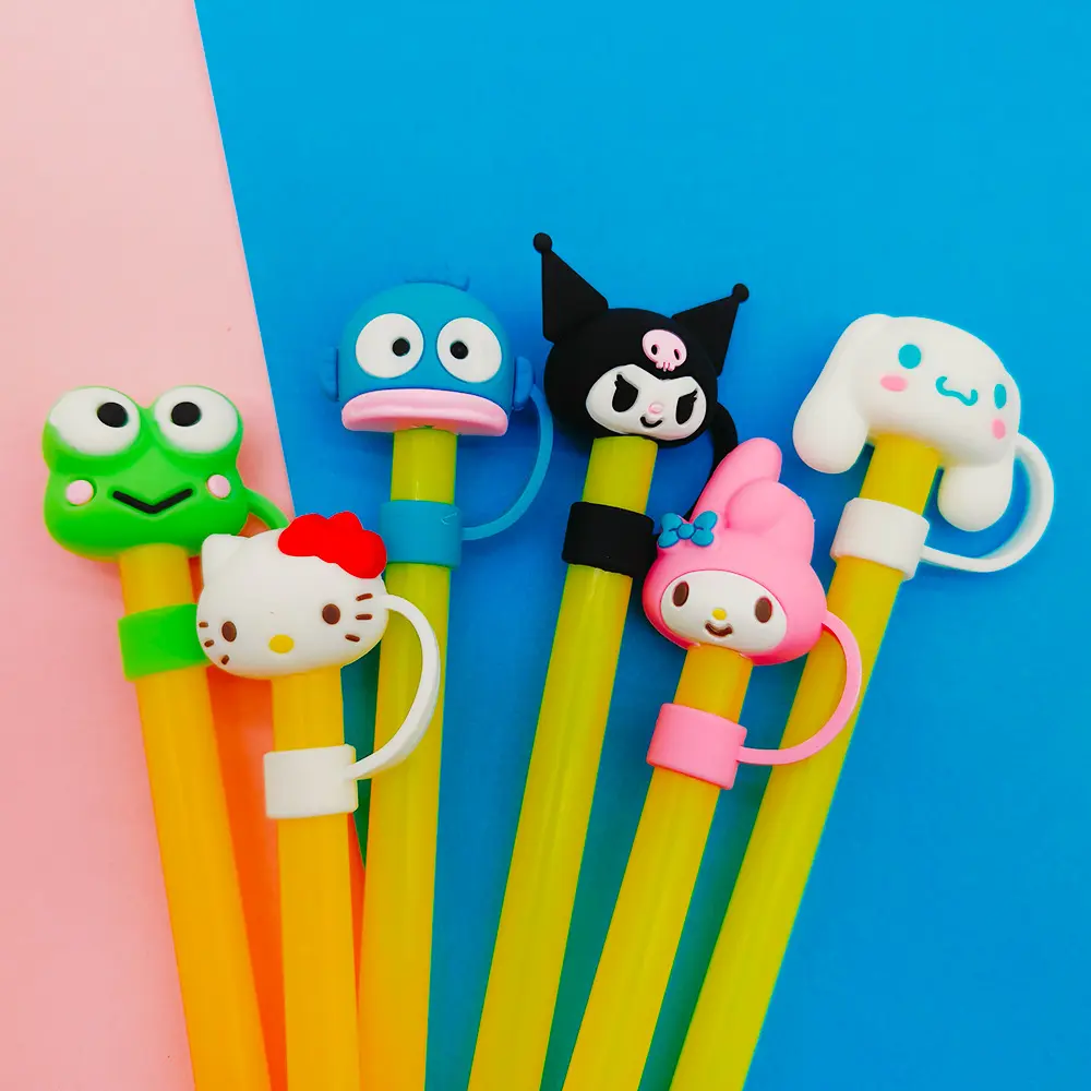 Sanrio Dustproof Straw Cap Hello Kitty Cinnamoroll Cute Cartoon Silicone Straw Cap Kulomi Straw Cup Accessories Party Props Gift