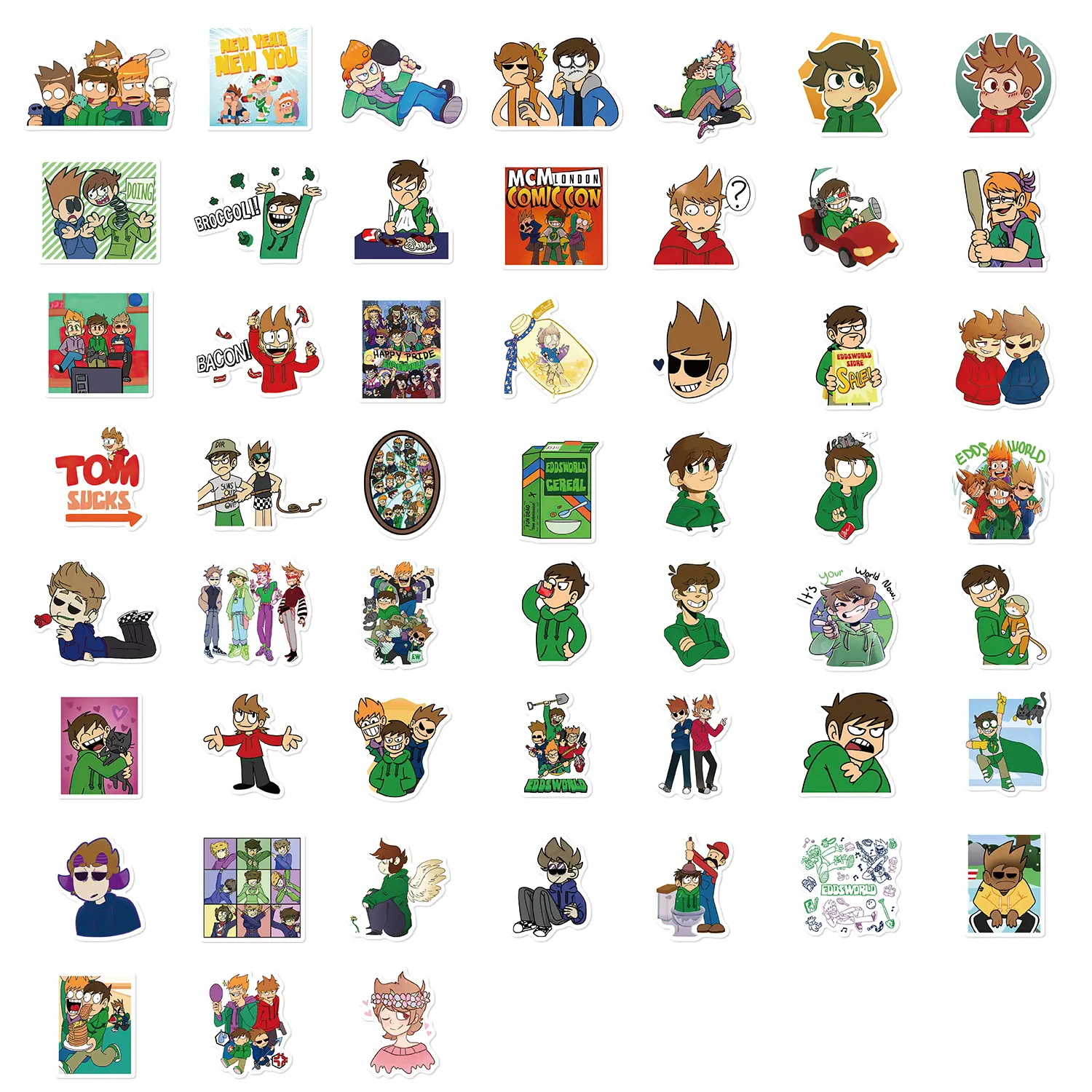 52PCS Creative Anime Eddsworld Series Personalized Stickers Decoration Graffiti DIY Luggage Laptop Skateboard iPad Sticker Toy