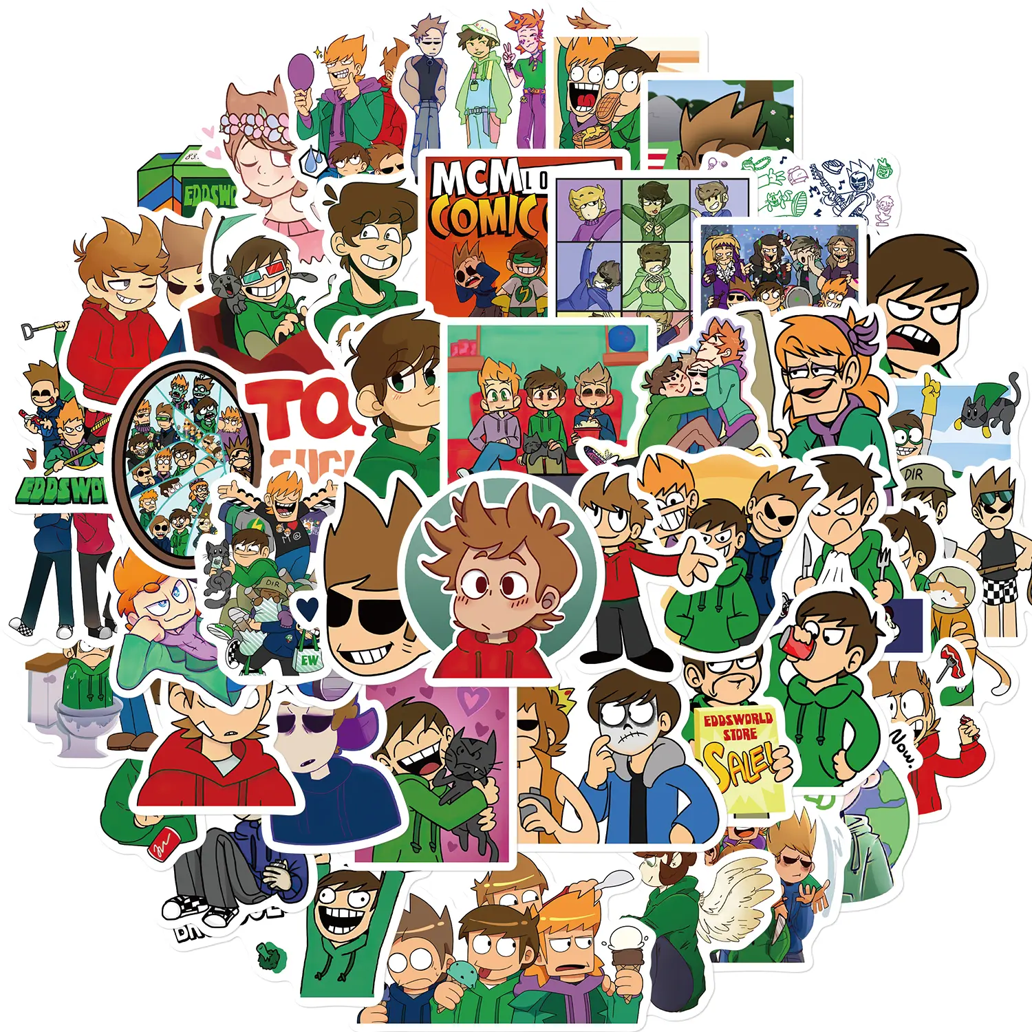 52PCS Creative Anime Eddsworld Series Personalized Stickers Decoration Graffiti DIY Luggage Laptop Skateboard iPad Sticker Toy