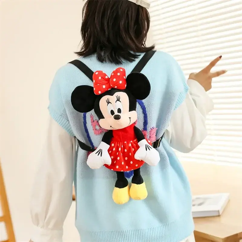 Disney Minnie Mouse Mickey Mouse Plush Toys Backpack 30cm Cartoon Plush Shoulder Bag Soft Stuffed Dolls Boy Girl Birthday Gifts