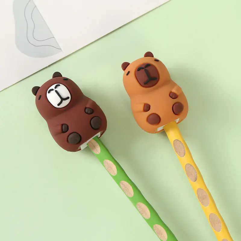 Capybara Pencil Sharpener Cartoon PVC Pencil Sharpener Flexible Portable Students Stationery Supplies Teacher Rewards Gift