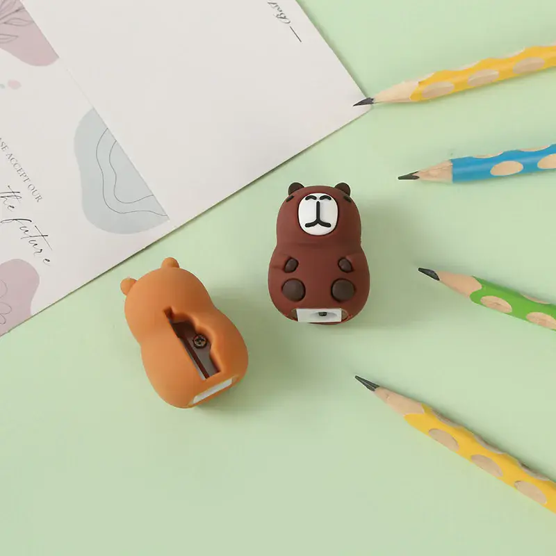 Capybara Pencil Sharpener Cartoon PVC Pencil Sharpener Flexible Portable Students Stationery Supplies Teacher Rewards Gift