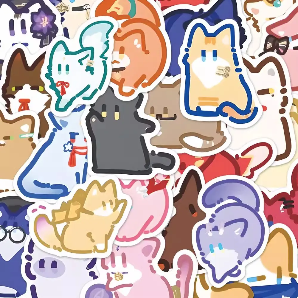 10/65Pcs Anime Honkai Star Rail Cat Theme Stickers DIY Skateboard Travel Luggage Guitar Laptop Graffiti Sunday Sticker Decal Toy