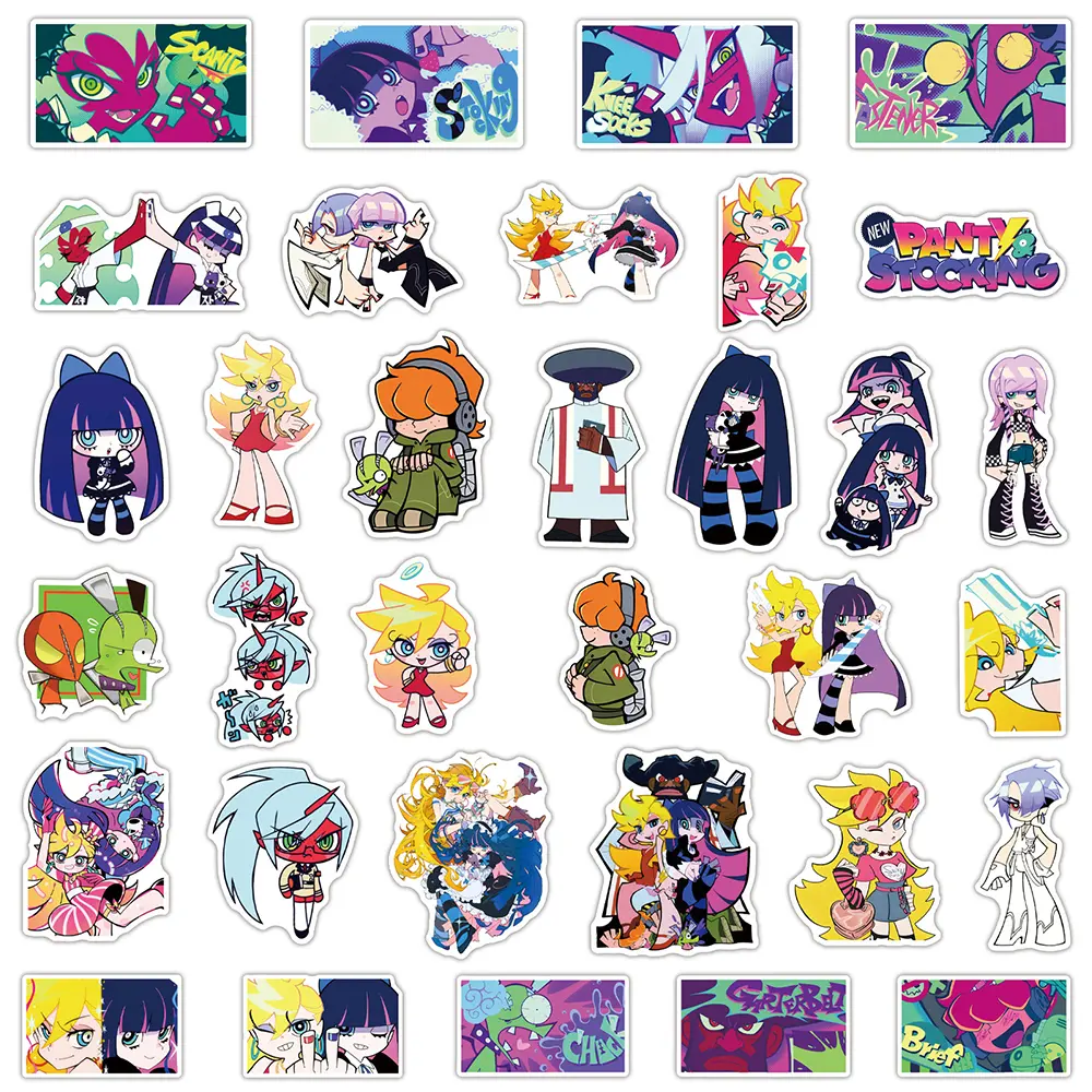 10/30/50pcs Panty & Stocking With Garterbelt Anime Stickers Cute Cartoon Girl Sticker Laptop Phone Water Bottle Animation Decals