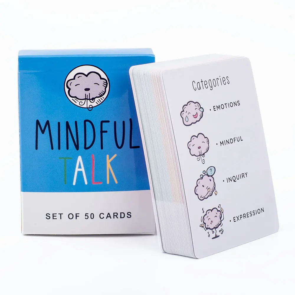 Mindful Talk Board Game Set Of 50 Cards Meaningful Funny Party Supplies Strategy Games 8.9*6.3cm  Easy To Play