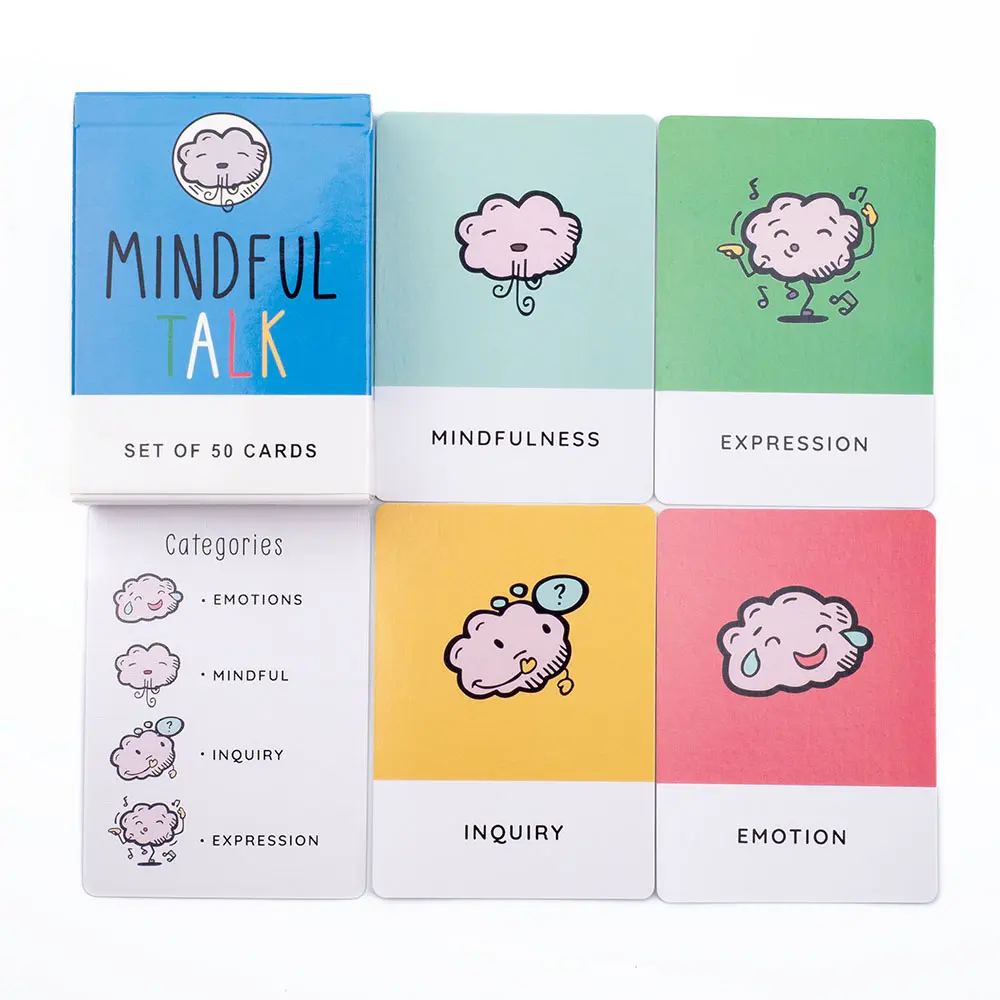 Mindful Talk Board Game Set Of 50 Cards Meaningful Funny Party Supplies Strategy Games 8.9*6.3cm  Easy To Play
