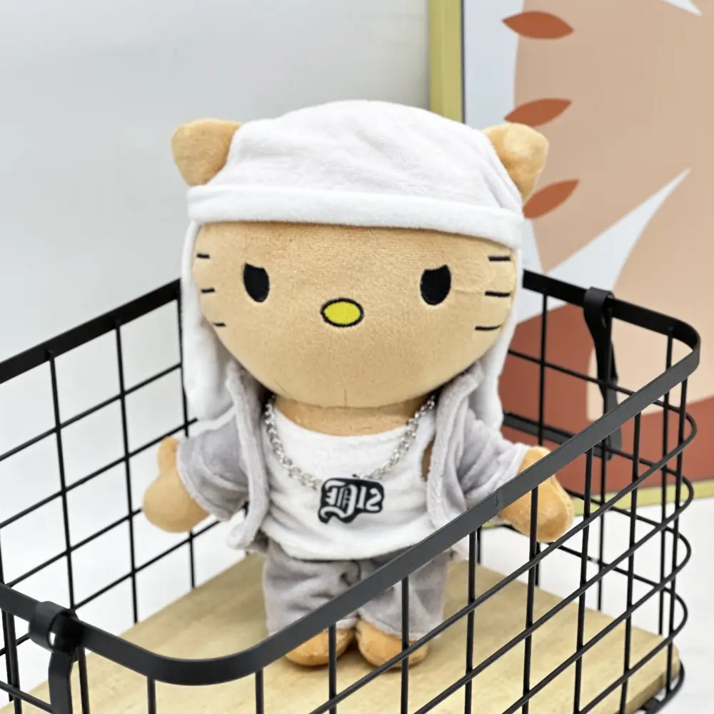 Hello Selena Eminem Plush Doll White Hat Boy Figure Stuffed Toys Cute Cat Boys Girls Christmas Gift 24cm