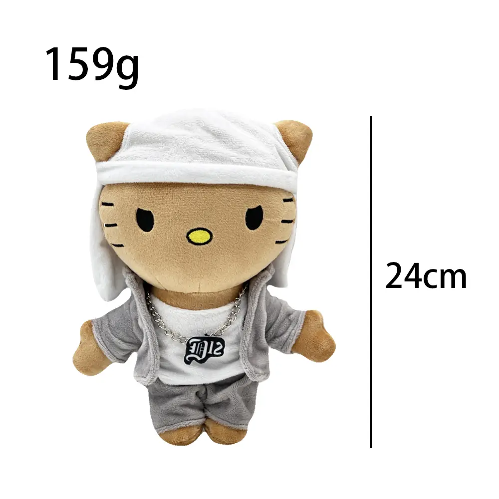 Hello Selena Eminem Plush Doll White Hat Boy Figure Stuffed Toys Cute Cat Boys Girls Christmas Gift 24cm