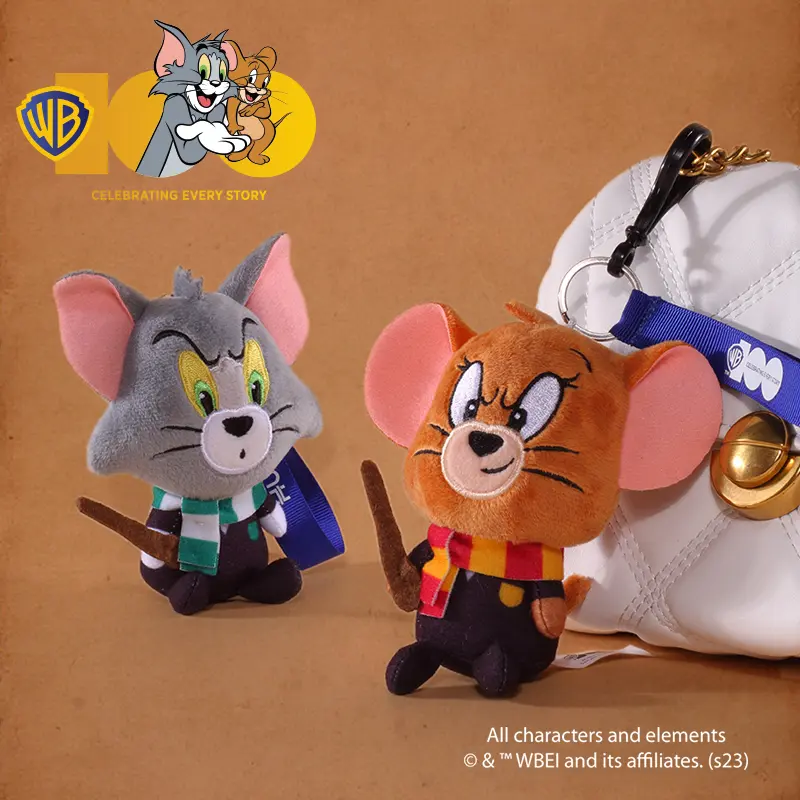Warner 100th Anniversary Tom and Jerry Plush Doll Cosplay Harry Potter Tom Dressed Smaller Keychain Design Stuffed Animal Doll