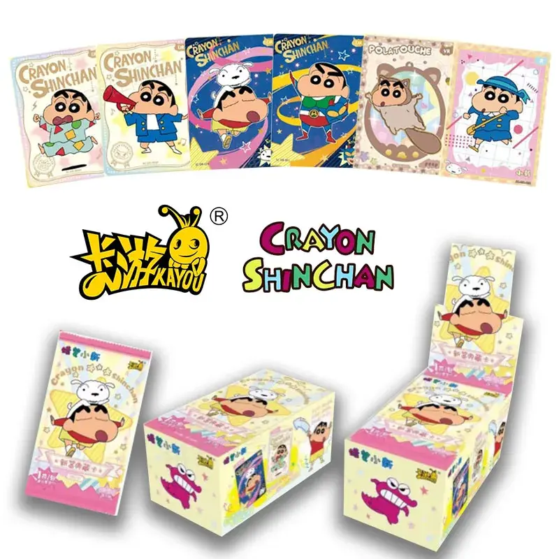 KAYOU Crayon Shin-chan Series Cards Conspicuous Bag Anime Collection Cards Mistery Box Board Games Toys Birthday Gifts for Kids