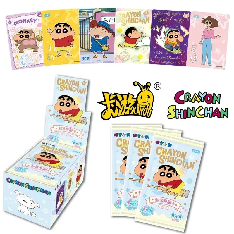 KAYOU Crayon Shin-chan Series Cards Conspicuous Bag Anime Collection Cards Mistery Box Board Games Toys Birthday Gifts for Kids