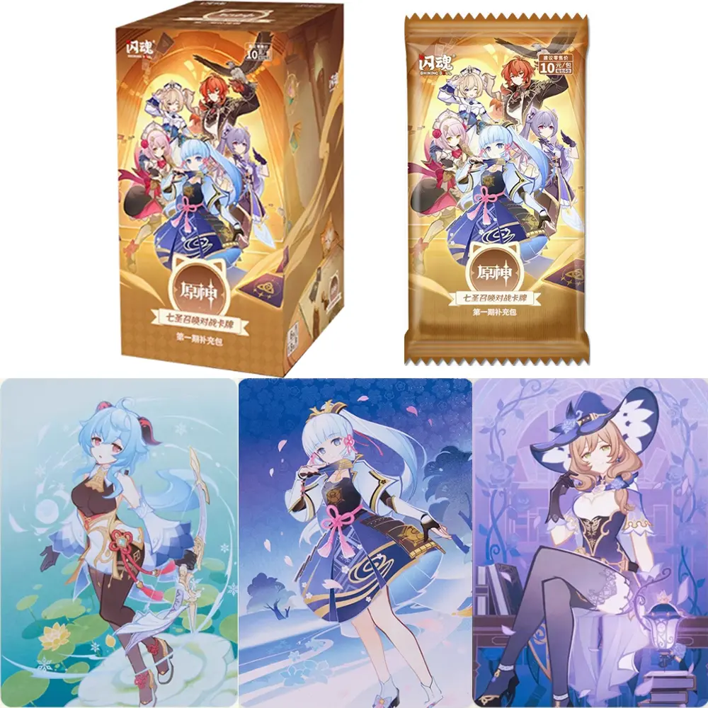 Genuine Genshin Impact Card Seven Summoning Battle Cards Booster Pack Cosplay Game Character Collectible Cards Toys Gifts