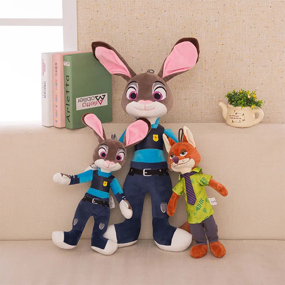 40-50Cm Disney Zootopia Character Nick Wilde Judy Hopps Cartoon Cute Toy Doll Model Birthday Christmas Gift for Children Friends