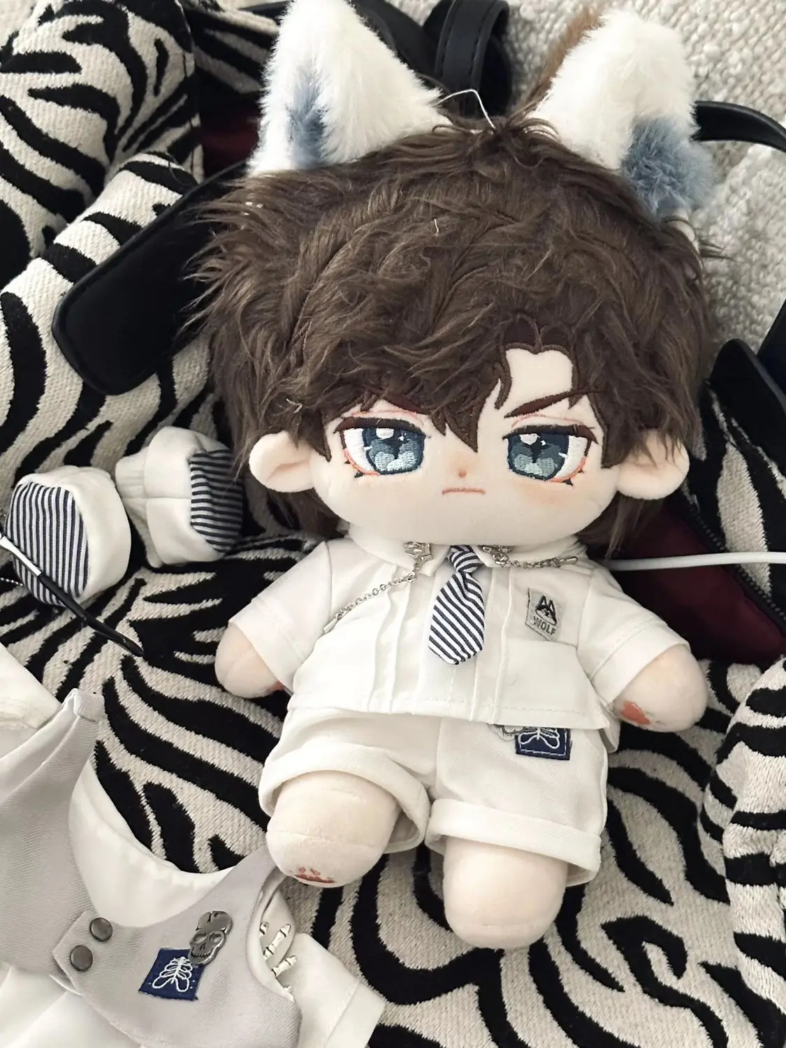 20cm Cotton Doll Replacement Outfit Set Handsome Baby Clothes White Suit Uniform School Scene Cosplay Suits for Plush Dolls Body
