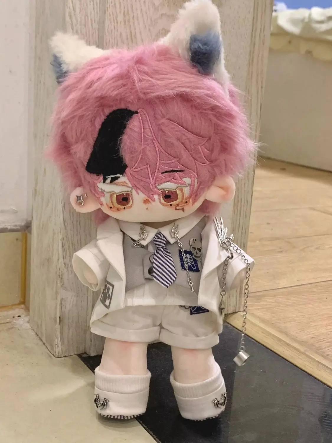 20cm Cotton Doll Replacement Outfit Set Handsome Baby Clothes White Suit Uniform School Scene Cosplay Suits for Plush Dolls Body