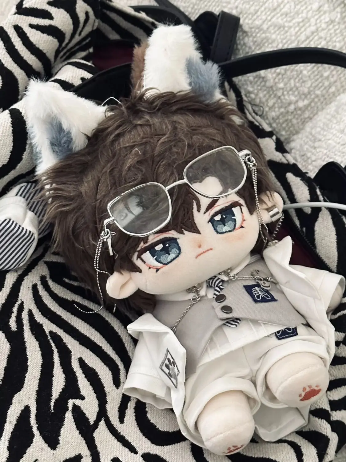 20cm Cotton Doll Replacement Outfit Set Handsome Baby Clothes White Suit Uniform School Scene Cosplay Suits for Plush Dolls Body