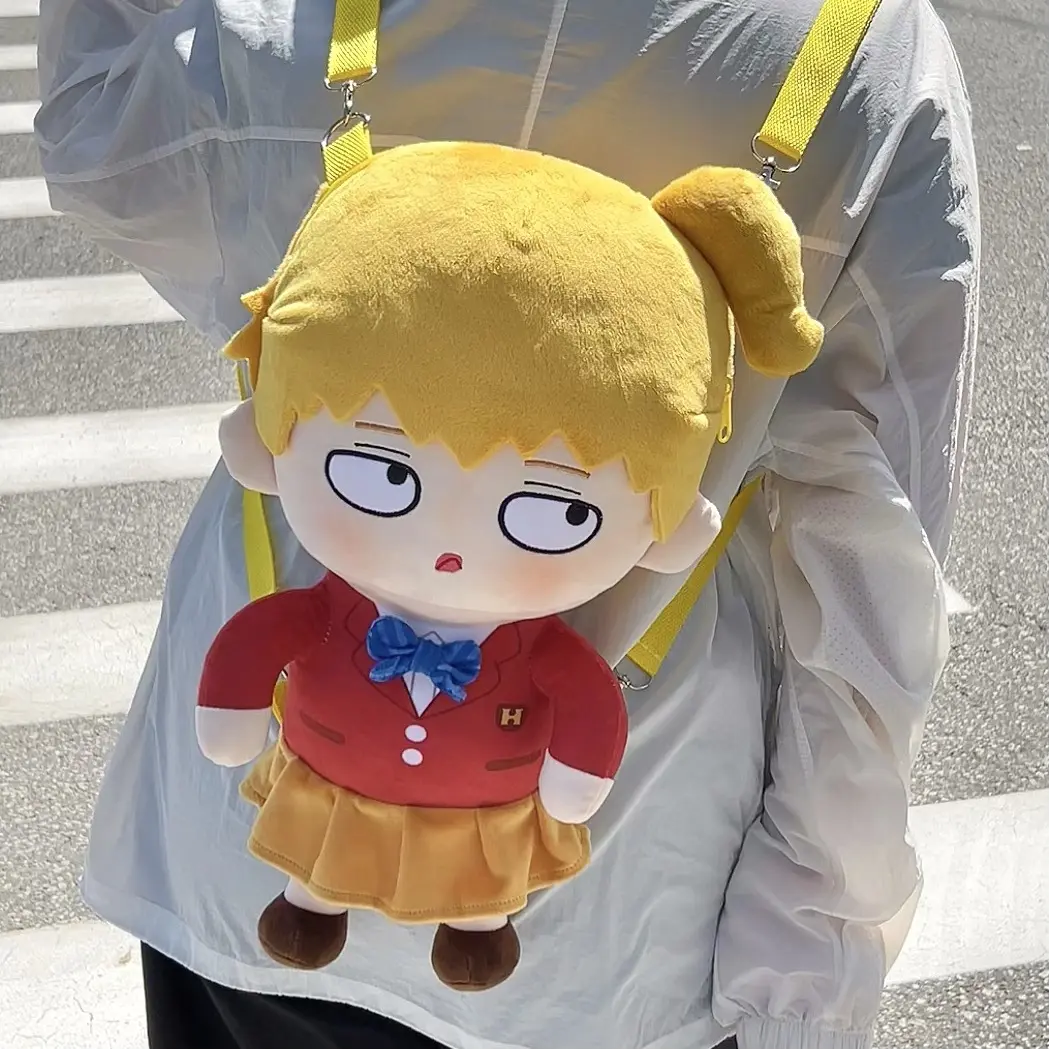 New 46cm Mob Psycho 100 Bag Plush Toys Cartoon Cute Soft Stuffed Kageyama Mob Shigeo School Bag Dolls For Kid Birthday Gift