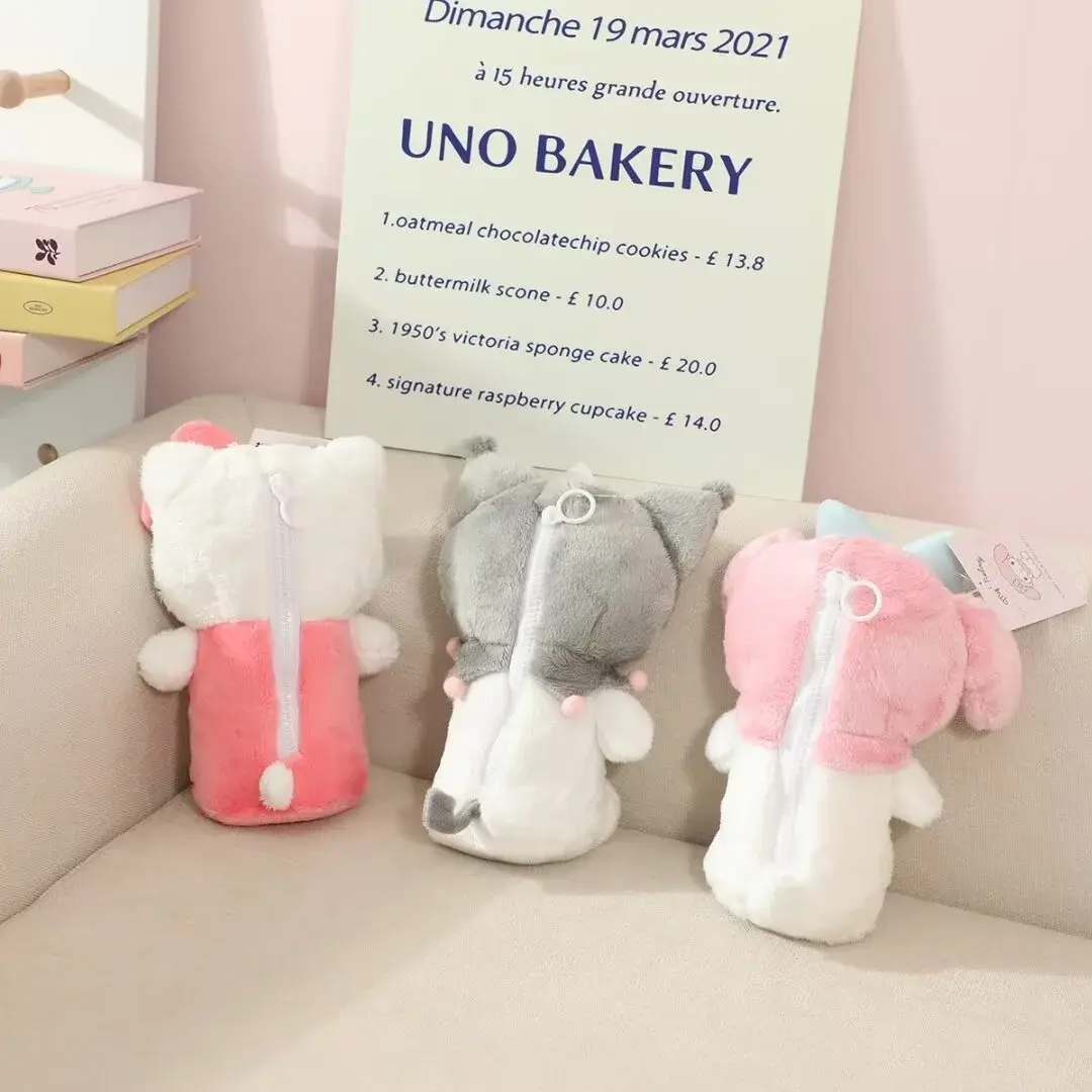 Sanrio Lovely Pencil Case Pochacco My Melody Kuromi Plush Bag Hello Kitty Japanese Style Cosmetic Bag Storage Bag Gifts Girl