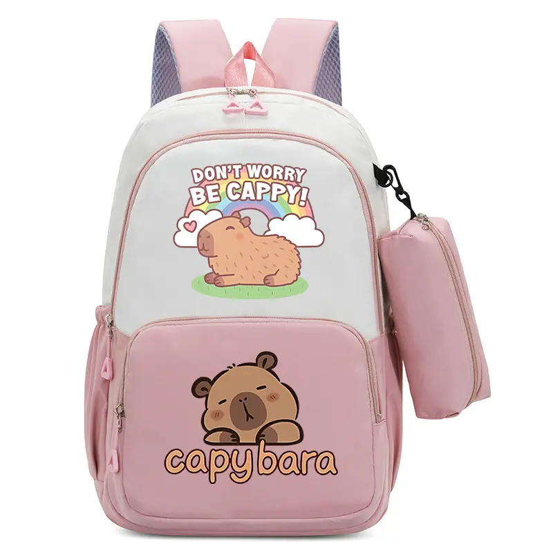 2pcs Capybara Large Backpacks Pencil Bag Cartoon Anime Animals Schoolbags Fashion Book Shoulders Bags Boys Girls Birthday Gift