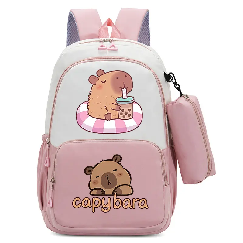 2pcs Capybara Large Backpacks Pencil Bag Cartoon Anime Animals Schoolbags Fashion Book Shoulders Bags Boys Girls Birthday Gift
