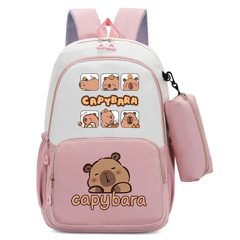 2pcs Capybara Large Backpacks Pencil Bag Cartoon Anime Animals Schoolbags Fashion Book Shoulders Bags Boys Girls Birthday Gift